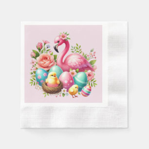 Cute Easter beach pink flamingo party Napkin