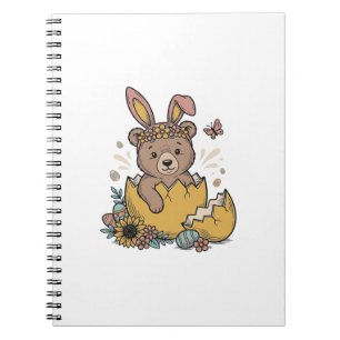 Cute Easter Bear in Cracked Egg Vintage Vector_1 Notebook