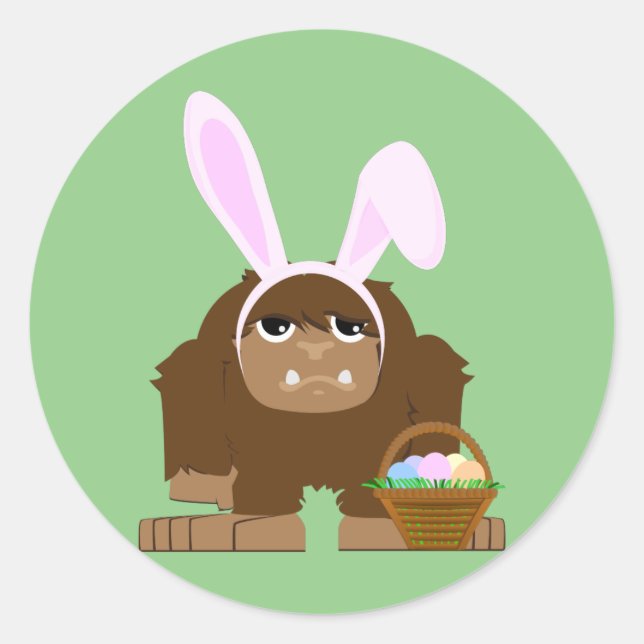 Cute Easter Bigfoot Classic Round Sticker (Front)