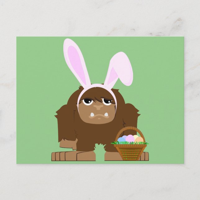 Cute Easter Bigfoot Holiday Postcard (Front)