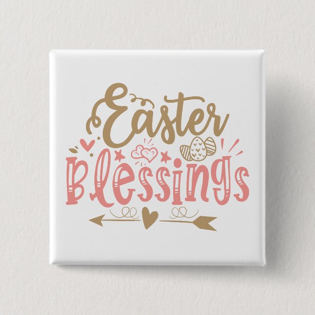 Cute Easter Blessings word art 15 Cm Square Badge (Front)