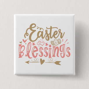 Cute Easter Blessings word art 15 Cm Square Badge