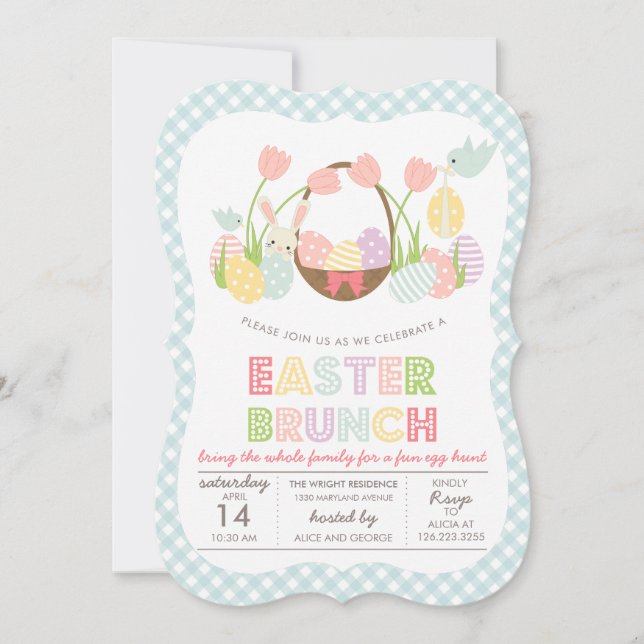 Cute Easter Brunch Egg Hunting Invitation (Front)