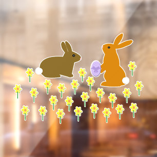 Cute Easter Bunnies and Daffodils