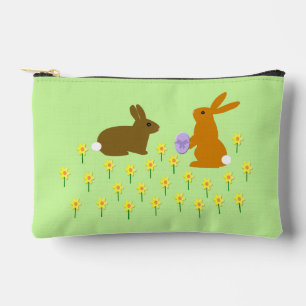 Cute Easter Bunnies and Daffodils Accessory Pouch