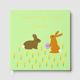 Cute Easter Bunnies and Daffodils Baby Shower Guest Book