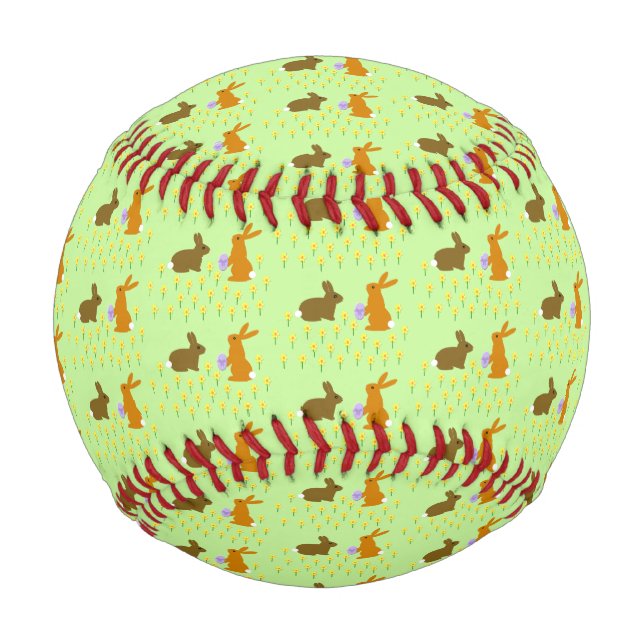 Cute Easter Bunnies and Daffodils Baseball (Front)