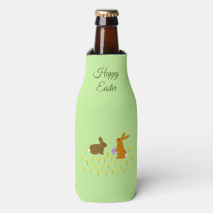 Cute Easter Bunnies and Daffodils Custom Bottle Cooler
