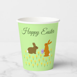 Cute Easter Bunnies and Daffodils Custom Paper Cups