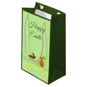 Cute Easter Bunnies and Daffodils Custom Small Gift Bag