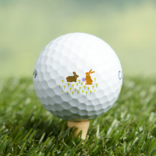 Cute Easter Bunnies and Daffodils Golf Balls