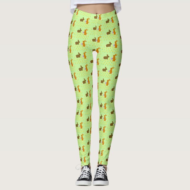 Cute Easter Bunnies and Daffodils Leggings (Front)