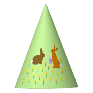 Cute Easter Bunnies and Daffodils Party Hat