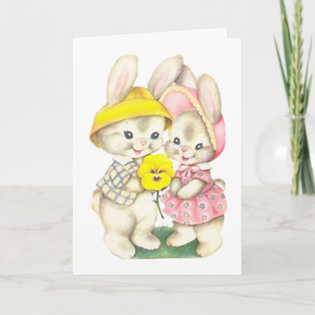 Cute Easter Bunnies Card (Front)