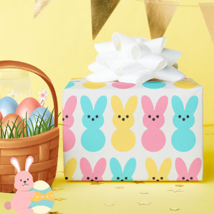Cute Easter Bunnies Colourful Yellow Blue Pink Wrapping Paper