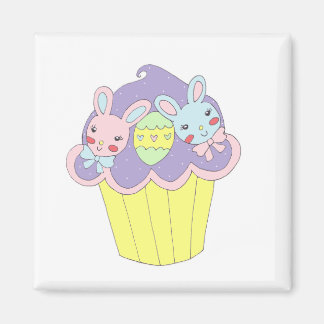 Cute Easter Bunnies Cupcake Magnet