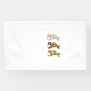 Cute Easter Bunnies Leopard Bunny and Flower Bunni Banner