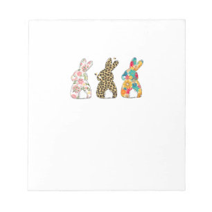 Cute Easter Bunnies Leopard Bunny and Flower Bunni Notepad