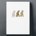Cute Easter Bunnies Leopard Bunny and Flower Bunni Plaque<br><div class="desc">Cute Easter Bunnies Leopard Bunny and Flower Bunnies T-Shirt</div>