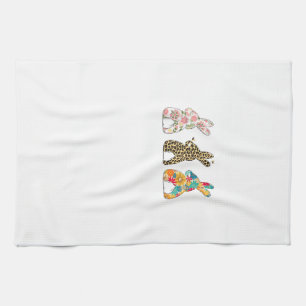Cute Easter Bunnies Leopard Bunny and Flower Bunni Tea Towel