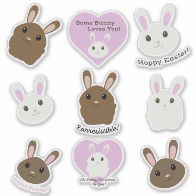 Cute Easter Bunnies sticker set (Front)