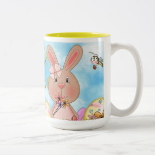 Cute Easter Bunnies Two-Tone Coffee Mug