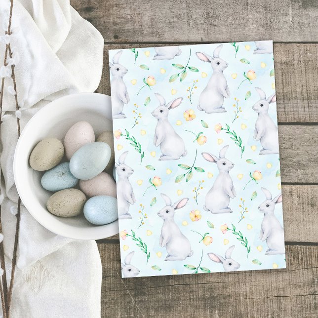 Cute Easter Bunnies Watercolor Pattern Holiday Card (Creator Uploaded)