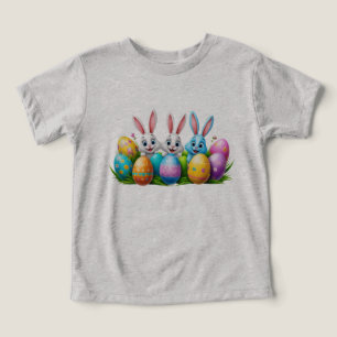 Cute Easter Bunnies with Colourful Eggs – Vibrant