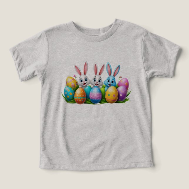 Cute Easter Bunnies with Colourful Eggs – Vibrant  (Design Front)