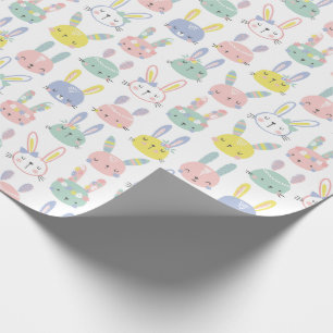 Cute Easter Bunnies with flowers in pastel colours Wrapping Paper