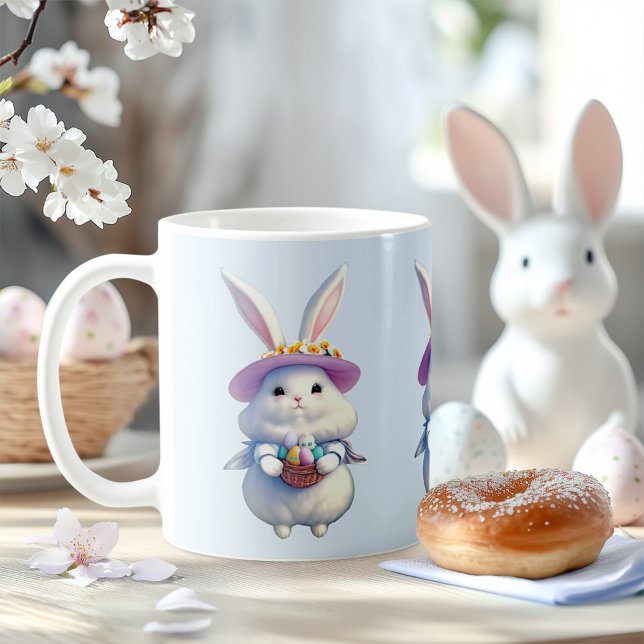 Cute Easter Bunny 01 Coffee Mug (adorable mug with a fluffy white easter bunny)