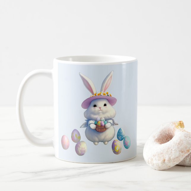 Cute Easter Bunny 01 Coffee Mug (With Donut)