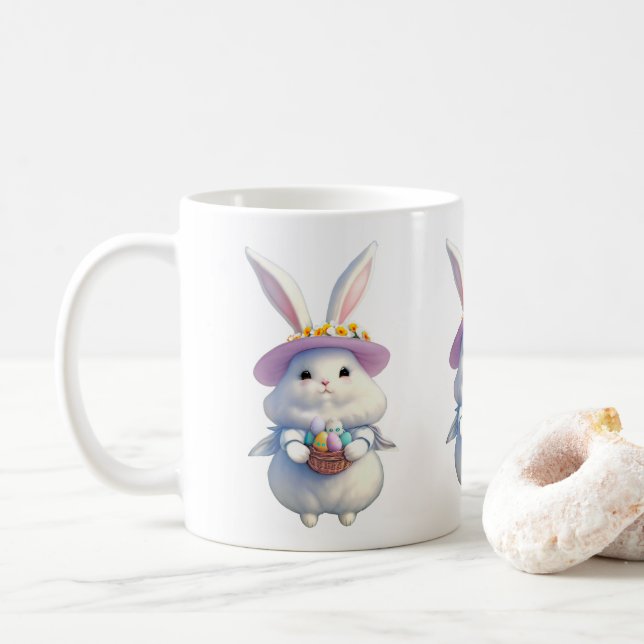 Cute Easter Bunny 01 Coffee Mug (With Donut)