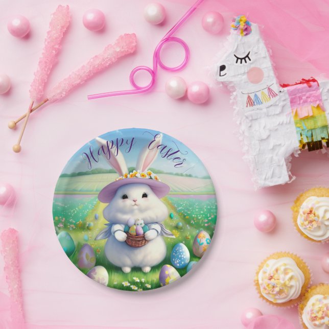 Cute Easter Bunny 01 Paper Plate (Party)