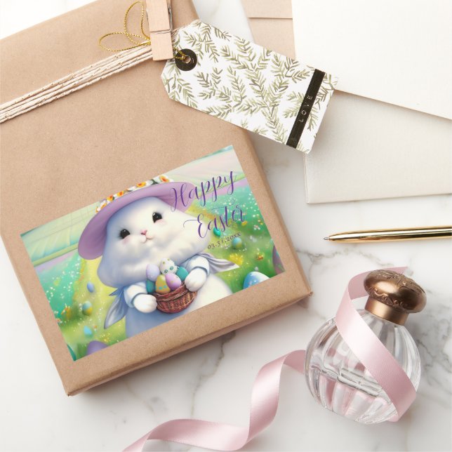 Cute Easter Bunny 01 Rectangular Sticker (Gifting)