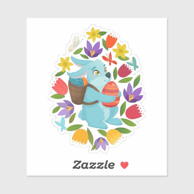 Cute Easter bunny 2 spring flowers  (Sheet)