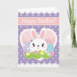Cute Easter Bunny and chocolate eggs  Card
