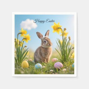 Cute Easter Bunny and Daffodil  Napkin