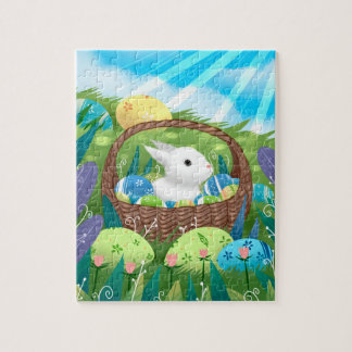Cute Easter Bunny and Decorated Eggs Jigsaw Puzzle