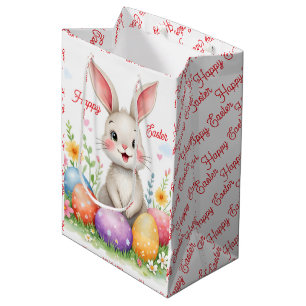 Cute Easter Bunny And Eggs Modern Collection Medium Gift Bag
