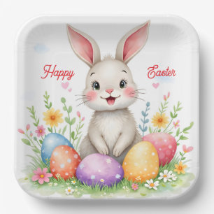 Cute Easter Bunny And Eggs Modern Collection Paper Plate