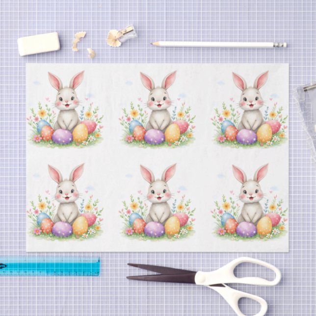Cute Easter Bunny And Eggs Modern Collection Tissue Paper (Craft)