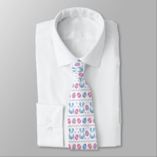 cute Easter bunny and eggs tiled pattern Tie