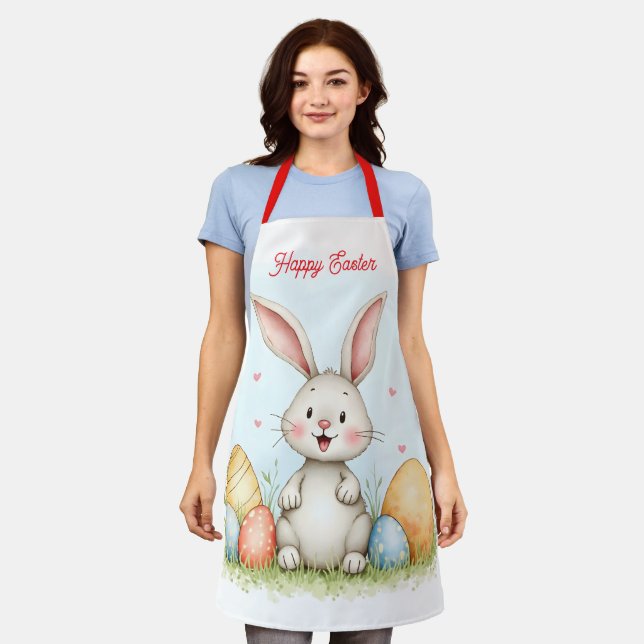 Cute Easter Bunny And Eggs Trendy Collection Apron (Worn)