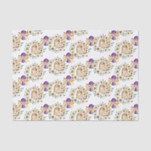 Cute Easter bunny and flowers pattern party tissue Tissue Paper