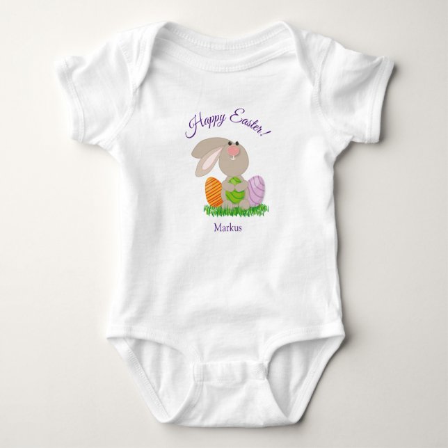 Cute Easter Bunny Baby One Piece Bodysuit Gift (Front)