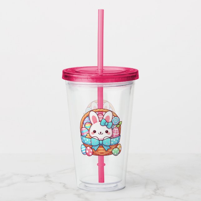 Cute, Easter bunny bakset Acrylic Tumbler (Front)