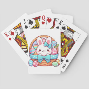 Cute, Easter bunny bakset Playing Cards