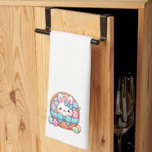 Cute, Easter bunny bakset Tea Towel
