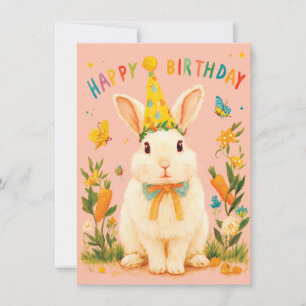 Cute Easter Bunny Birthday Card